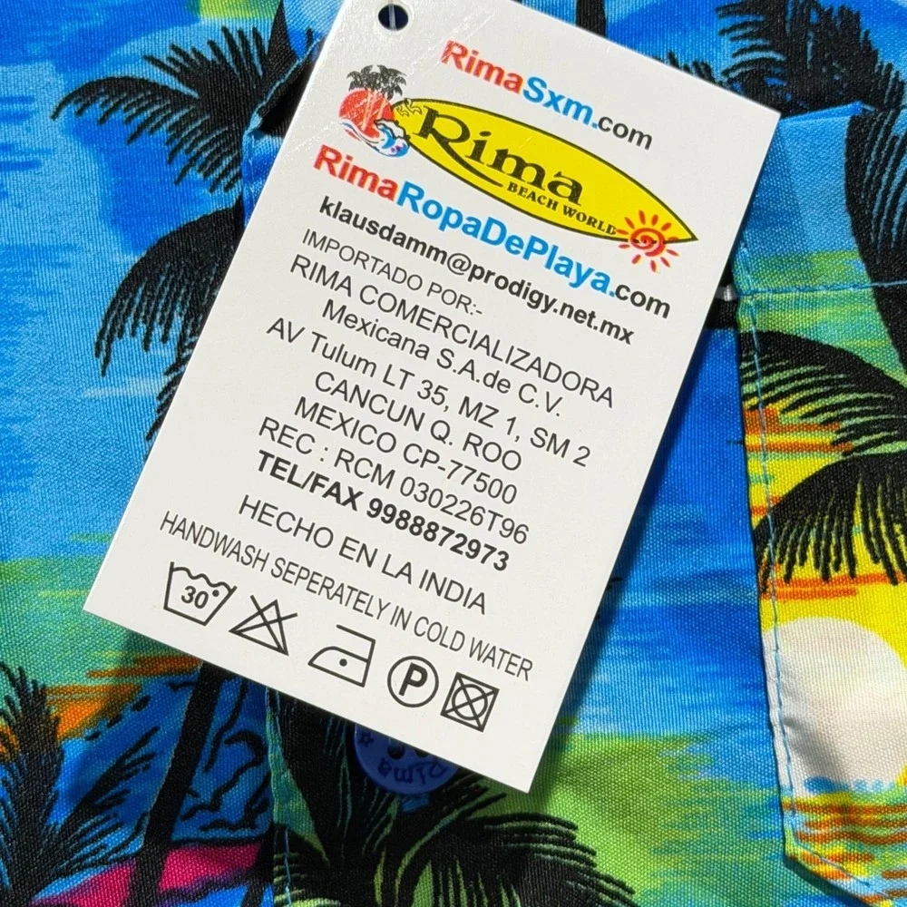 Rima Shirt Shorts Set Boys Small Blue Tropical Caribbean Beach Vacation NWT
